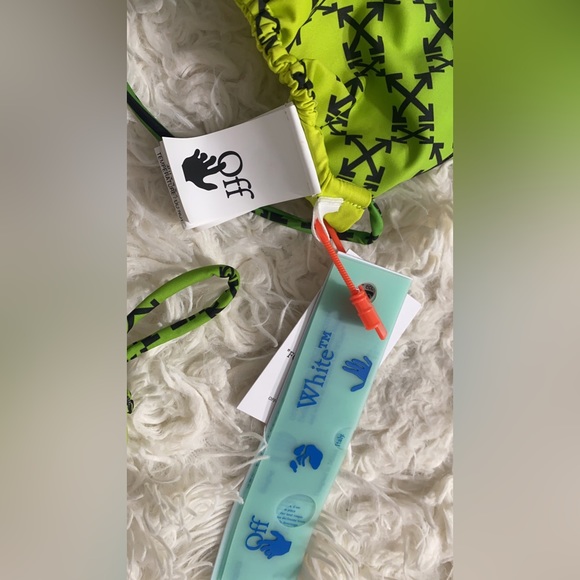 Off-White Side Tie Triangle Bikini Set Blue Green Yellow Ombré US 4 Off-White - Picture 6 of 9